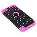 iPod Touch, Hybrid Luxurious Lattice Dazzling Bling Bling Dual Layer Combo Case for Apple iPod Touch 6th Gen 5th Gen by iSee Case (Black on Pink)