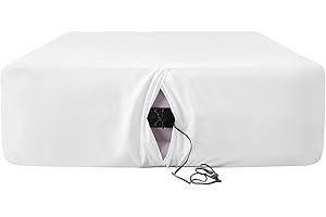 Antranfour Queen Fitted Sheet for Air Mattress,with 24 Inch Extra Deep Pockets,Ultra Soft Durable Breathable Bed Sheets Cover for Inflatable Air Bed,with Pump Opening,Inflate at Any Time-White