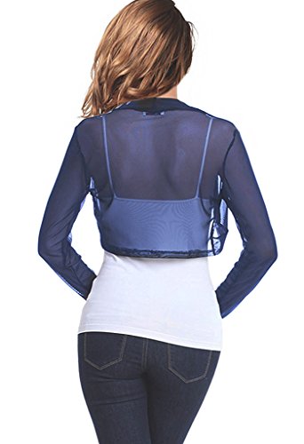 ETAOLINE Womens Sheer Mesh Bolero Shrug Long Sleeve Cropped Cardigan