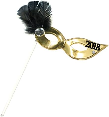 Gold New Year's Women's Stick Mask