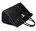 Ainifeel Women's Padlock Handbags with Golden Hardware (30cm, Black)