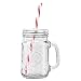 Mason Jar Mugs with Handle, SILVER Lid and Plastic Straws. 16 Oz. Each. Old Fashion Drinking Glasses - Pack of 4. By Premium Vials