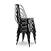 BELLEZE Metal Dining Chairs Set of 4, Stackable Metal Chairs Industrial Vintage Farmhouse Chairs with Detachable Backrest, Weather Resistant Tolix Chair for Indoor Outdoor - Alexander (Black)