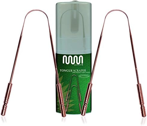 MasterMedi Set of 2 Tongue Cleaner Scraper Copper Handle Surgical Grade Tongue Brush Dental Kit Professional Eliminate Bad Breath With Tongue Sweeper (Copper STD)