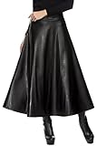 Zeagoo Women Synthetic Leather High Waist Mini/ Maxi Long Swing Pleated Skater Skirt