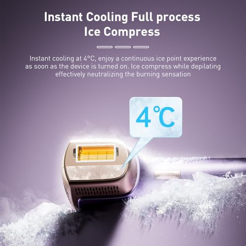 KinseiBeauty T36 Laser Hair Removal with Ice Cooling Painless Hair Removal for Women,10 Energy Levels and 999,999 Flashes, Hair Removal Device for Whole Body with 1*Bikini+1*Face+1*HR Lamp, Purple