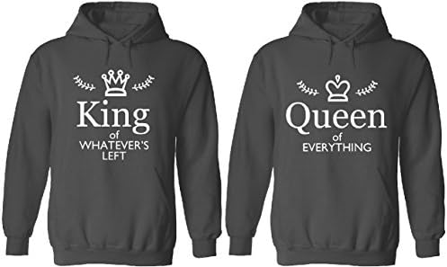 DA LEOS Queen of Everything - King of Whatever Left Couple Matching Hoodies