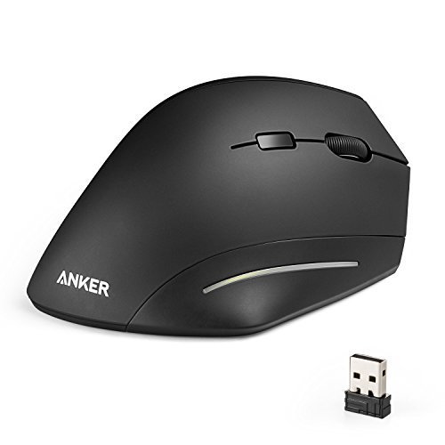 Anker Wireless Mouse, Ergonomic USB 2.4G Wireless Vertical Mouse With 3 Adjustable DPI Levels 800/1200/1600 And Side Controls, Black
