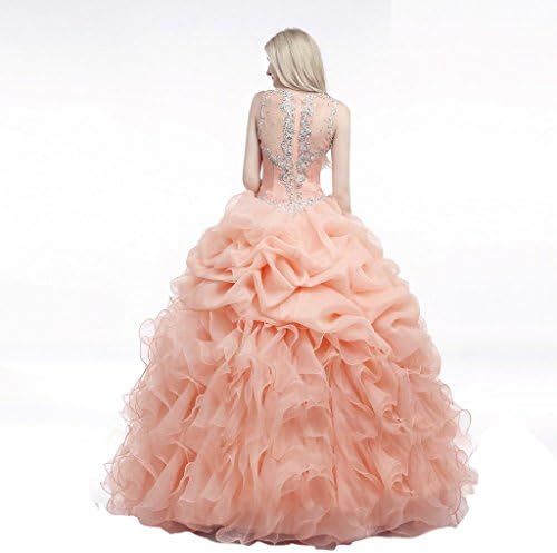 Xqmdress Women's V Neck Organza Seeshell Ball Gown Quinceanera Dress Size16