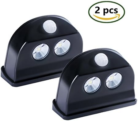 KMSdeco Motion Sensing Closet Lights, LED Wall Light, Cordless Motion Sensor Light Wardrobe Light, Super Bright Closet Light with Magnetic Strip (Black, pack of 2, Battery Operated)