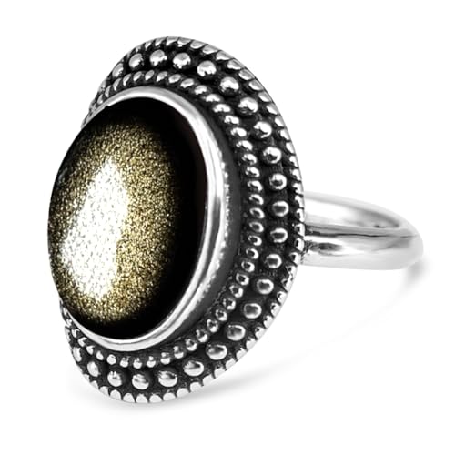HQFJW Natural Oval Stone Boho Ring,Retro Antique S925 Sterling… at Amazon