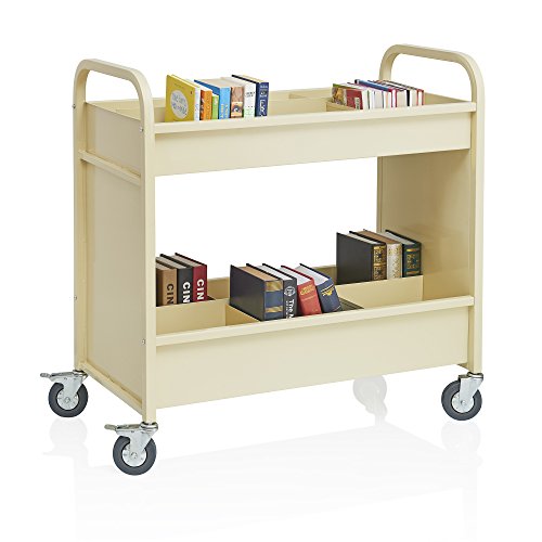 Buy 4 Wheel Heavy Duty 2Shelf Rolling Utility Storage Cart Pearl