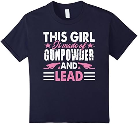 Kids Gun Shirt - This Girl Is Made Of Gunpower T shirt 12 Navy
