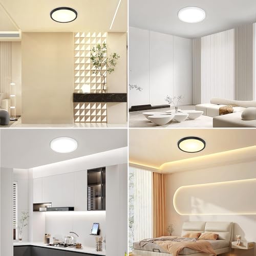 30 cm Lampara de Techo LED, 24W Redonda Plafon Modernas de 3000 k a 6500 k,Temperatura de Color Ajustable, Lámpara para Baño Techo Impermeable para Pasillo/Armario/Baño/Sala