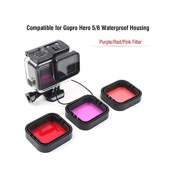 3 STÜCKE Tauchen Objektiv Filter Set für Gopro Hero 5/6 Action Kamera,Optisches Glas Tauchfilter Wasserdichtes Zubehör… – Bild 5