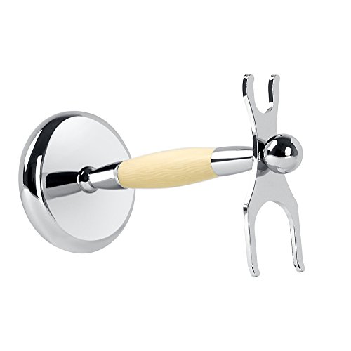 Luxury Professional Shaving Brush Stand Weighted Base for Safety Razor and badger brush with Faux Ivory frame
