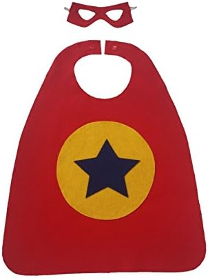 Superhero Cape and Mask Set for Child (red with circle/star)