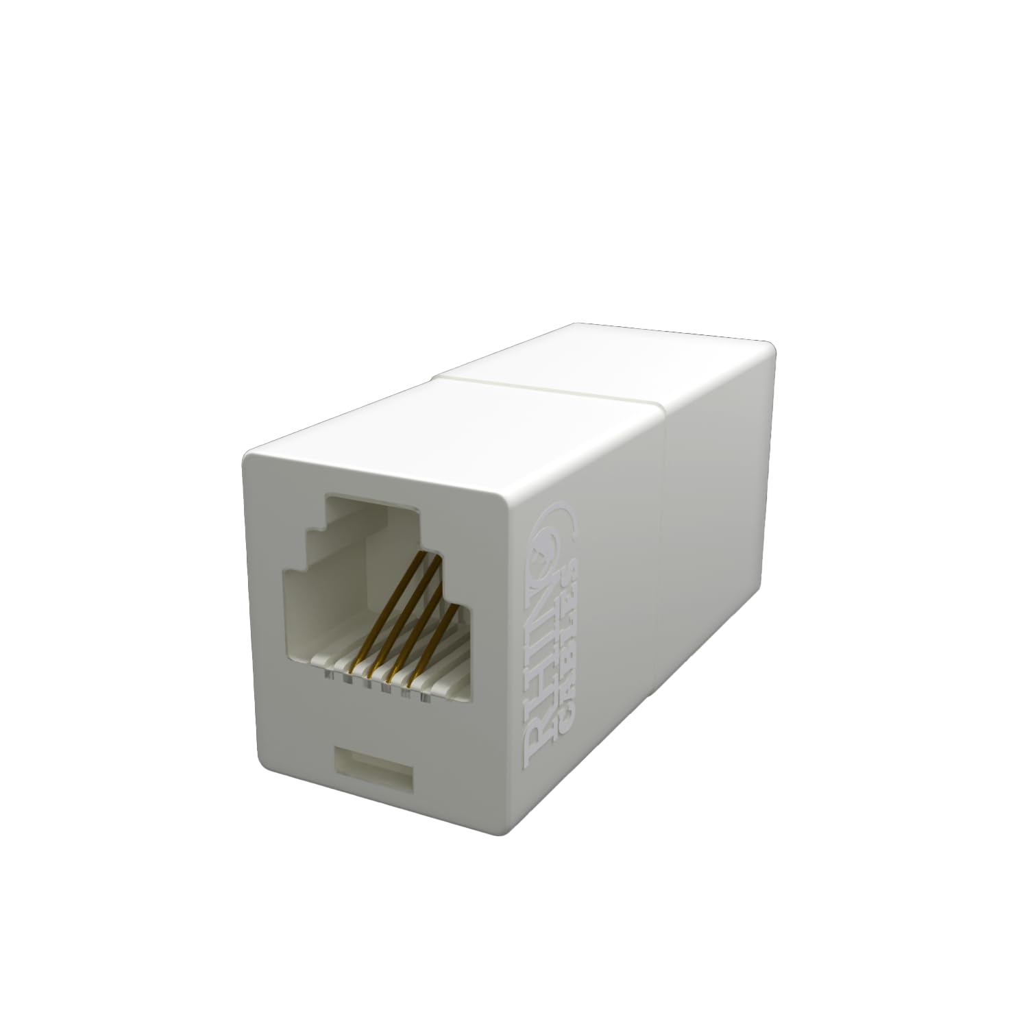 rhinocables - RJ11 Extension Cable | 6P4C Connectors for Secure Connection | Universal Compatibility with Modems & Phones | Lightweight Unshielded Design | Male to Female Coupler, White