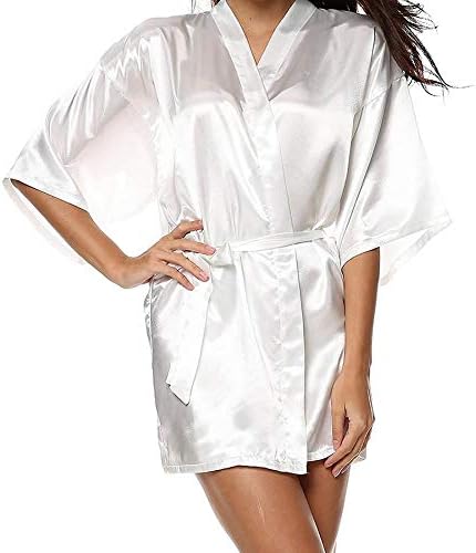 Beuway Bride Robe Short Bridesmaid Silk Kimono Robes for Women