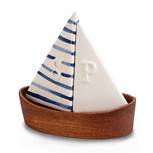 Sailboat Salt and Pepper Set, Base 1 1/2" x 5".