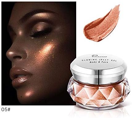 Cream Foundation Shimmer Highlighter Cream Illuminate Concealer, 8 Colors Face Glow Eyeshadow Waterproof Jelly Gel Highlighter Makeup Concealer Lightweight Cosmetics (E)