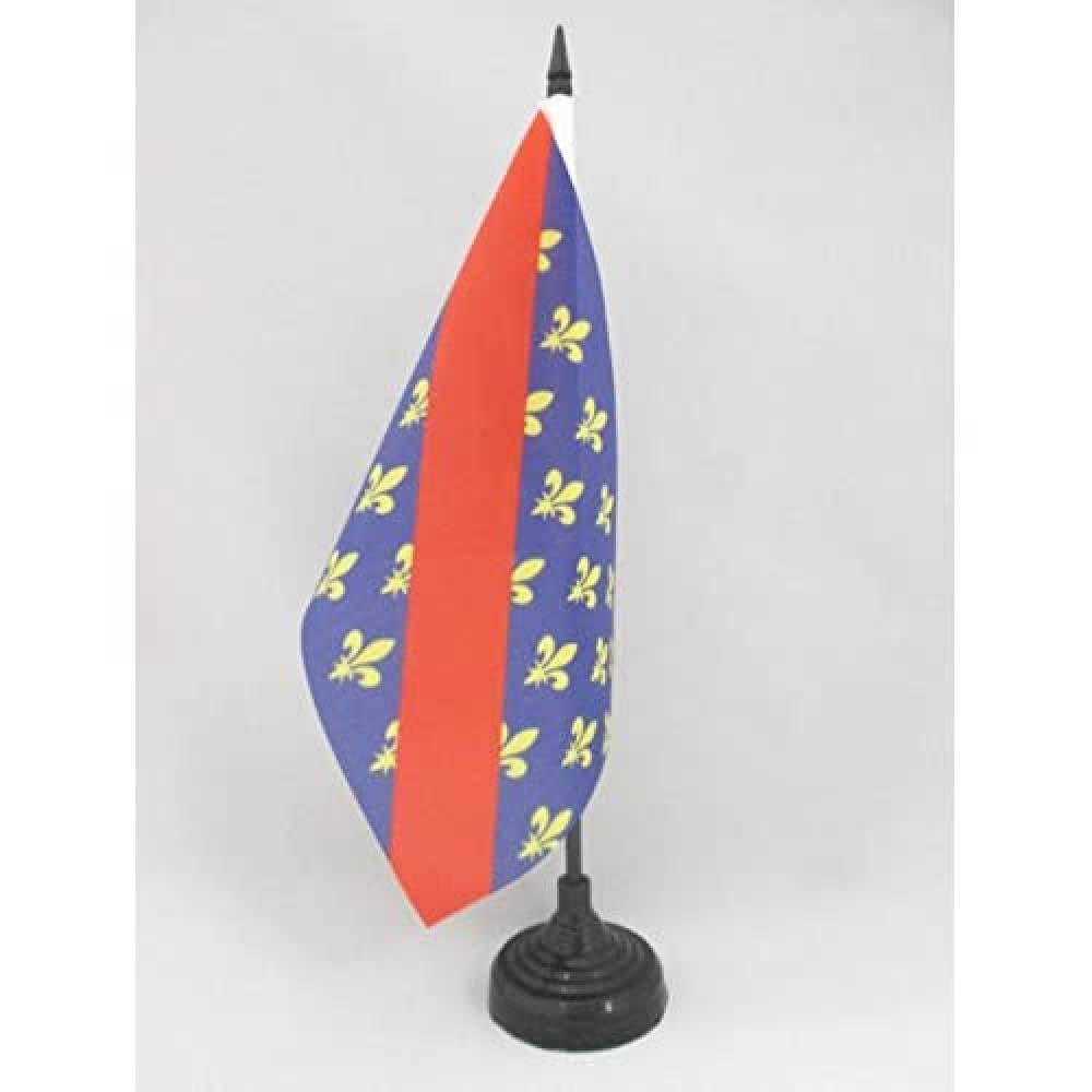AZ FLAG French Province of Bourbonnais Table Flag 5'' x 8'' - Province of Bourbonnais Office Decoration 100% Polyester 21 x 14 cm - Mini Desk Flag with Pole and Black Plastic Base