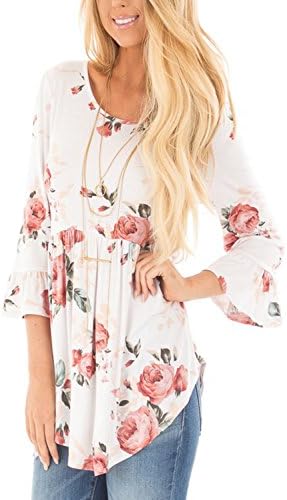 FeelinGirl Women 3/4 Sleeve Flare Tunic Tops for Leggings Flowy Shirt XL