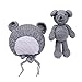EUDORA Crochet Newborn Photography Boys/Girls Knit Toy Bear Hats, Infant Baby Photo Prop Costume Gray