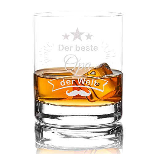 polar-effekt Whiskyglas mit Gravur der Beste Opa der Welt, hochwertiges Whiskey Tumbler Glas 320ml Personalisiert - Männer Geschenk zum Geburtstag