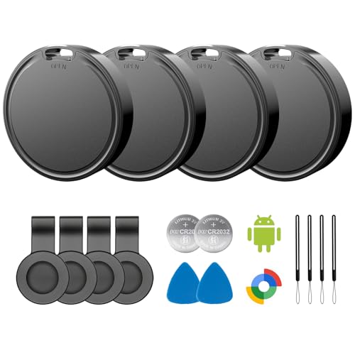 Air Tags for Android,Air Tags-4 Pack Android,Android Tracker Tags with 4 Case,2 Year Battery Life,Google Find Trackers for Google'S Find Hub App,IP65 Waterproof Luggage Tracker Android for Keys