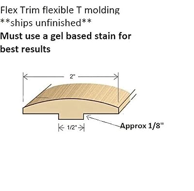 FLEX TRIM flexible T molding- MAPLE GRAIN - #TMOLD: 2" flex T molding - 12' feet long - MAPLE GRAIN TEXTURE