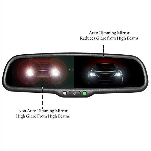 Master Tailgaters OEM Rear View Mirror with Ultra Bright 4.3" Auto Adjusting Brightness LCD + Auto Dimming Mirror + Compass & Temperature - Rearview Universal Fit