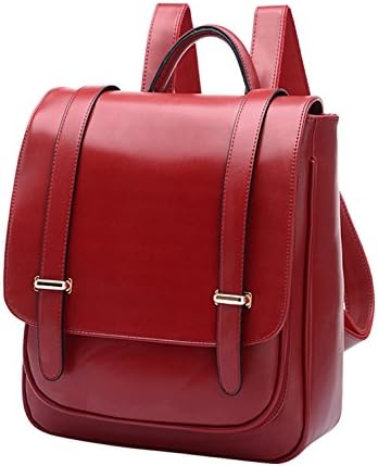 YIJI Women's Vintage Medium Belt Accent Tote Folding Handbag Red