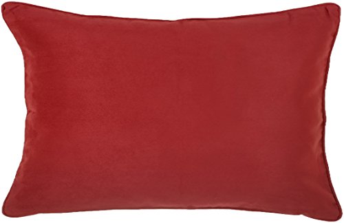 DreamHome 12 X 18 Inches Faux Suede Decorative Lumbar Pillow Cover/Sham (Red)