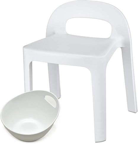 Amazon 2点セット I Md アイムディー Retto Aラインチェア Retto 湯手桶 計2点セット バスチェア ホワイト 高さ47cm Retalch W バスチェア ホーム キッチン オンライン通販
