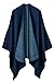 VamJump Women Solid Warm Plus Size Blanket Poncho Cape Open Front Shawl Wrap Navy Blue