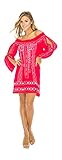 Back From Bali Womens Bohemian Tunic Dress Embellished Long Sleeve Off Shoulder