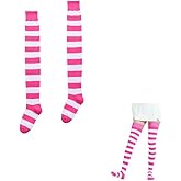 Sotzac Extra Long Striped Thigh High Socks Cute Soft Cotton Over the Knee Retro
