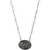 Wonderent Western Oval Initial Necklace – 925 Sterling Silver Belt Buckle Pendant, 19-Inch Chain, Vintage Cowboy Style Personalized Jewelry for Women