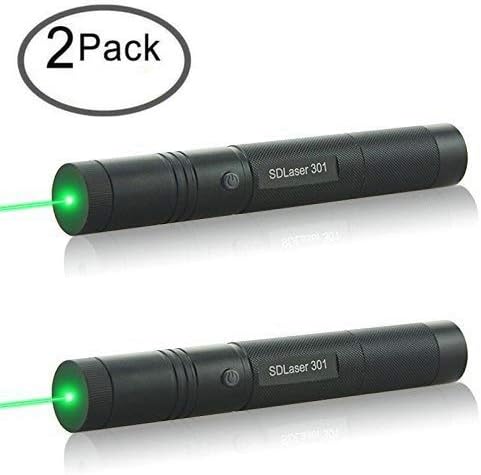 Dinsom 2 Pack Green Light Pointer High Power Visible Beam with Adjustable Focus for Hunting Hiking