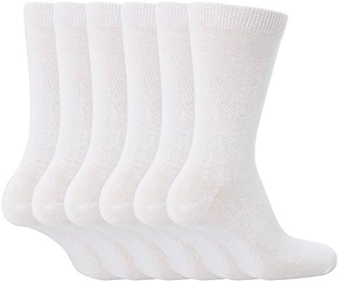 6 Pairs Girls & Boys School Socks, 4 Colours, 3 Sizes (12-3 Uk (7-10 Years), White)