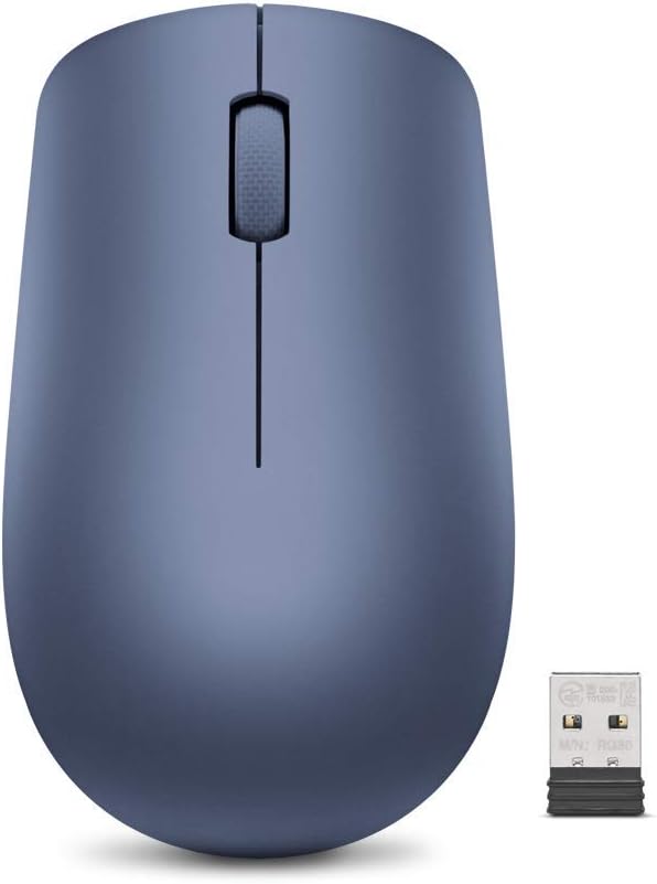 Lenovo 530 Wireless Mouse, Ambidextrous Design, Nano USB Connection, Compatible with Windows Laptops and PCs - Abyss Blue