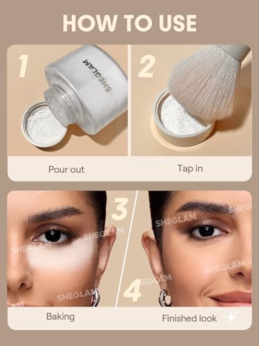 SHEGLAM Blur in a Bottle Loose Setting Powder | Oil-Control Mattifying Face Powder | Translucent Long-Lasting Baking & Finishing Powder for Under Eyes, Creases & Smile Lines | Banana