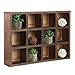 MyGift Brown Wood Hanging Shadow Box, Shot Glasses Display Case, Crystal Display Shelves, Collectibles Display Shelf, Freestanding or Wall Mounted Shelving Unit with 12 Compartments