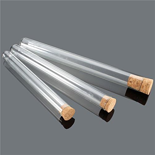 FEVERWORK 10Pcs Lab Glass Test Tube With Cork Stopper 20ml/35ml/50ml - #3