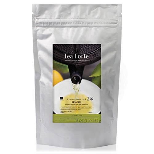 Tea Forte Sencha Loose Bulk Tea, 1 Pound Pouch, Organic Green Tea Tea Makes 160170 Cups