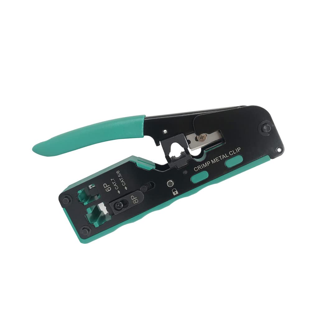 RJ45 Pass Through Crimp Tool, RJ45 Cat5 Cat6 Cat7 Crimping Tool, RJ11 Crimping Tool, Ethernet Network Cable Crimper Stripper, Modular Crimping Equipment Mini Tool Pliers