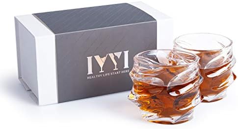 Premium Whiskey Glasses Old Fashioned Glasses12oz Set of 2-Twist Design-Lead Free Crystal-Thick Weighted Bottom Suit for Drinking Cocktail, Bourbon, Scotch with Gift Box