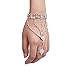 Voberry Fashion Women Girl Rhinestone Hand Harness Bangle Chain Link Finger Ring Bracelet