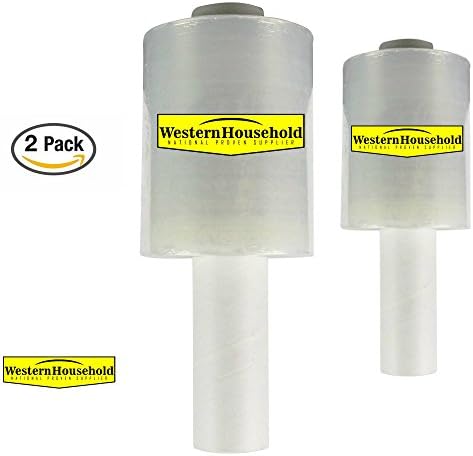 2 Packs of Industrial Strength Mini Stretch Wrap Film with Handle for Pallet Wrap, Moving Supplies Stretch Wrap & Shrink Wrap - 80 Gauge, 5” x 1000 ft by WesternHousehold